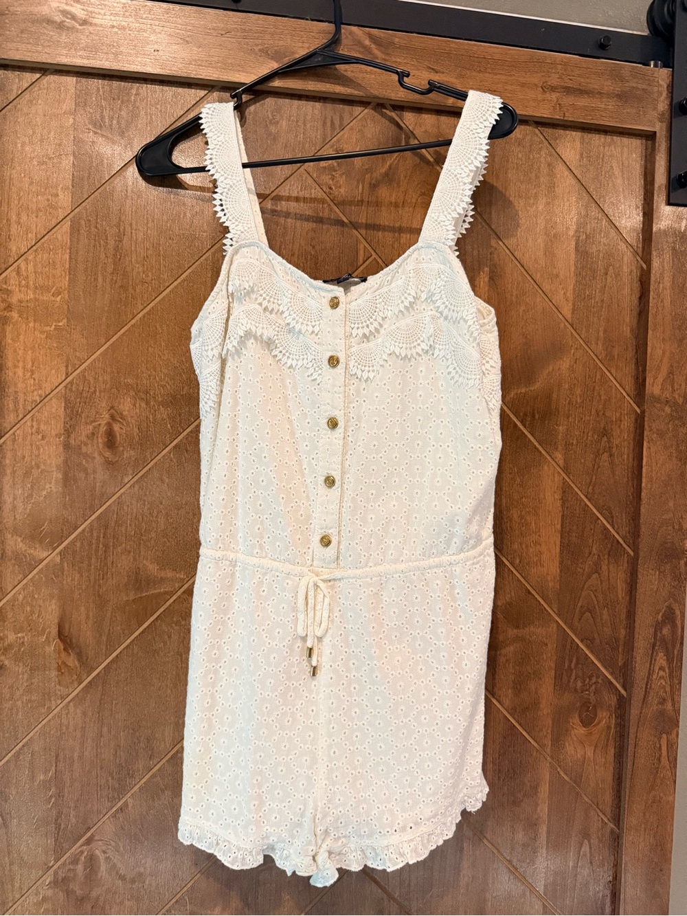 Perry Button-Front Romper in Cream